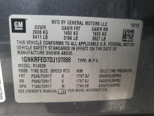 Photo 10 from auction – 2013 CHEVROLET TRAVERSE L with VIN 1GNKRFED7DJ107888