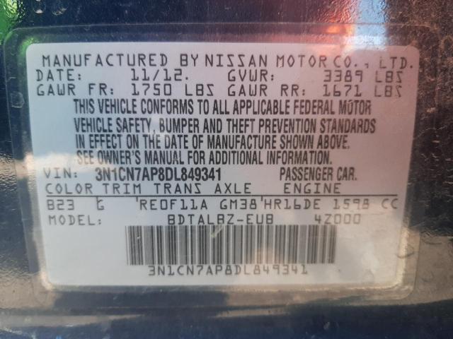 Photo 10 from auction – 2013 NISSAN VERSA S with VIN 3N1CN7AP8DL849341