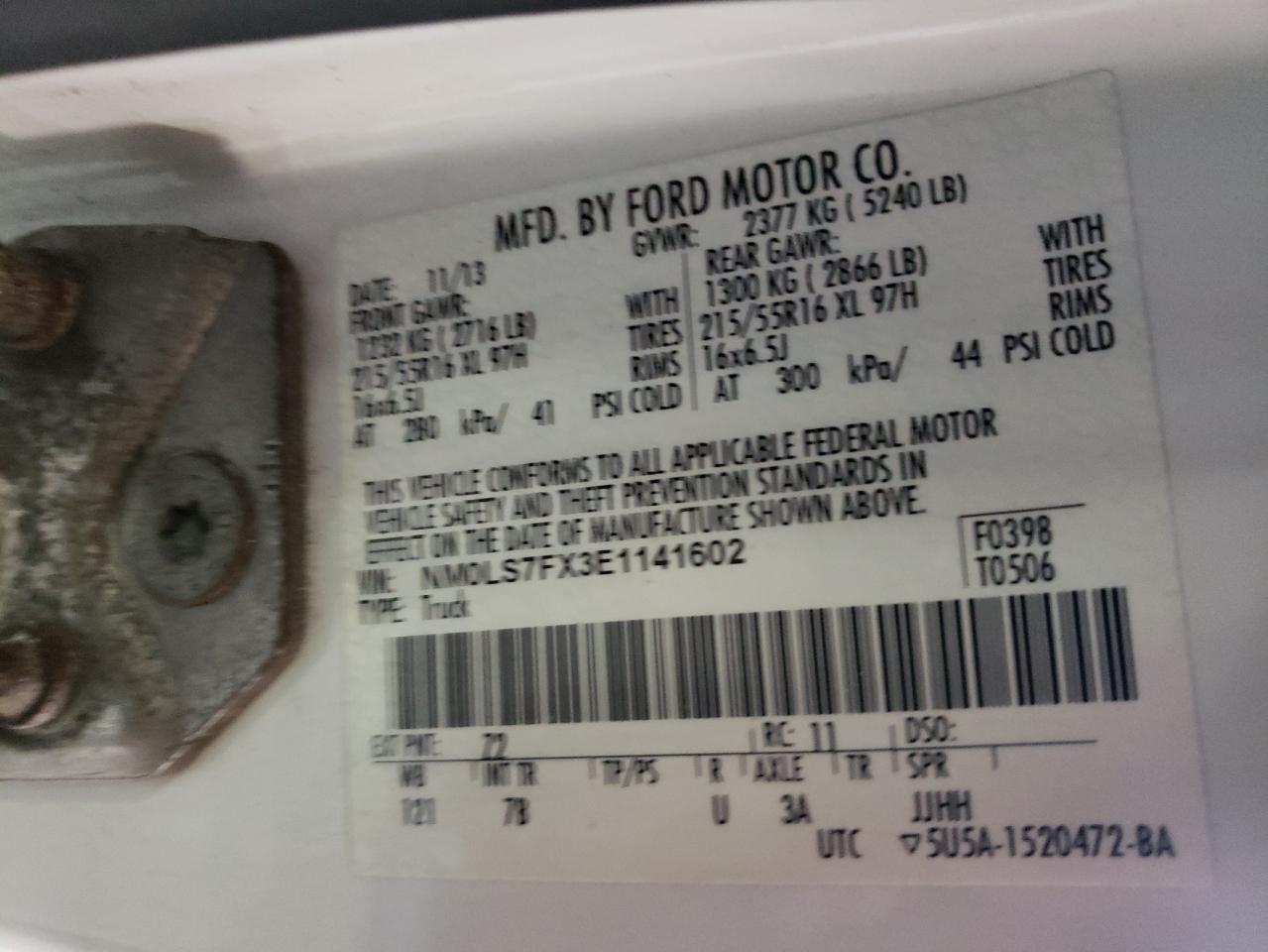 Photo 10 from auction – 2014 FORD TRANSIT CO with VIN NM0LS7FX3E1141602