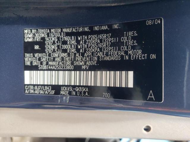 Photo 10 from auction – 2005 TOYOTA SEQUOIA SR with VIN 5TDBT44A25S233800