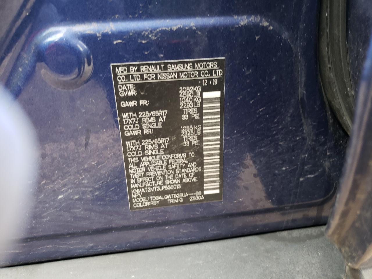 Photo 10 from auction – 2020 NISSAN ROGUE S with VIN KNMAT2MT3LP536013