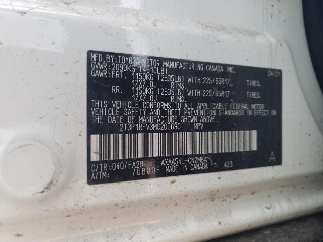 Photo 10 from auction – 2021 TOYOTA RAV4 XLE with VIN 2T3P1RFV3MC205690