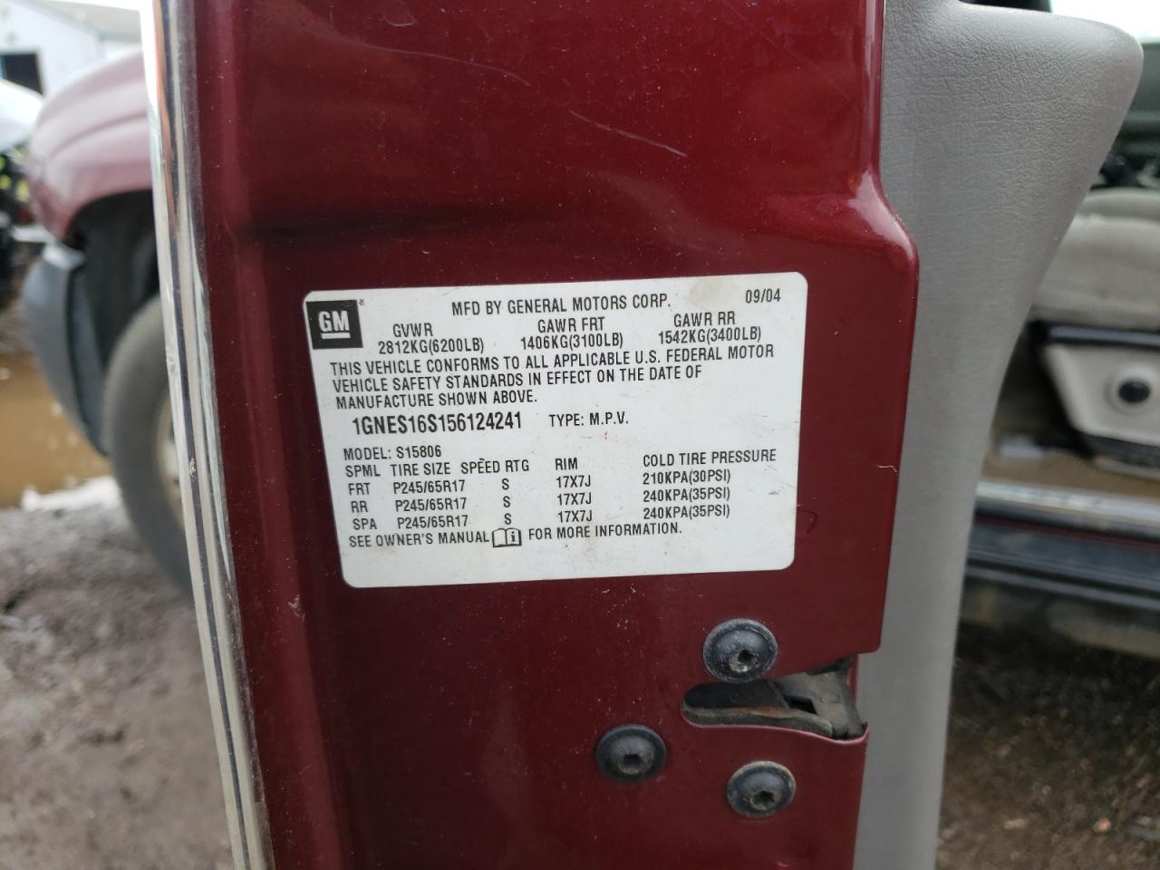 Photo 10 from auction – 2005 CHEVROLET TRAILBLAZE with VIN 1GNES16S156124241