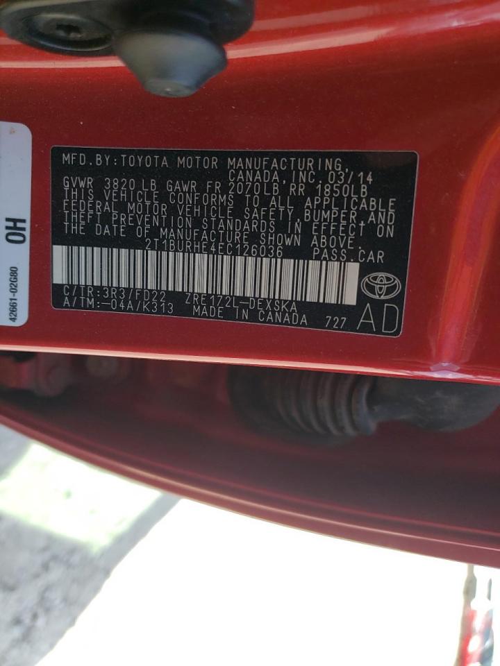 Photo 10 from auction – 2014 TOYOTA COROLLA L with VIN 2T1BURHE4EC126036