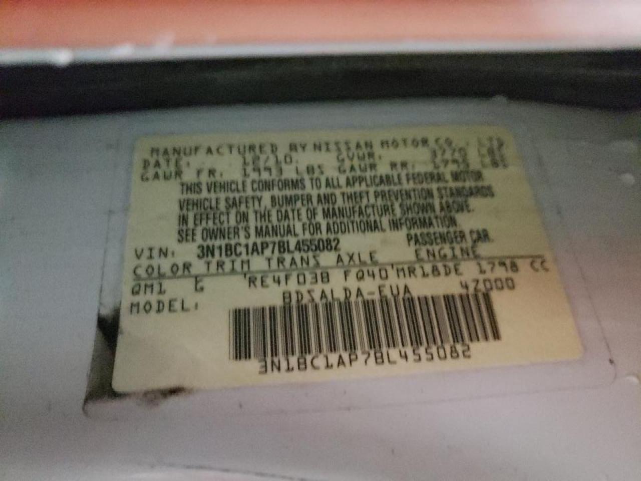Photo 10 from auction – 2011 NISSAN VERSA S with VIN 3N1BC1AP7BL455082