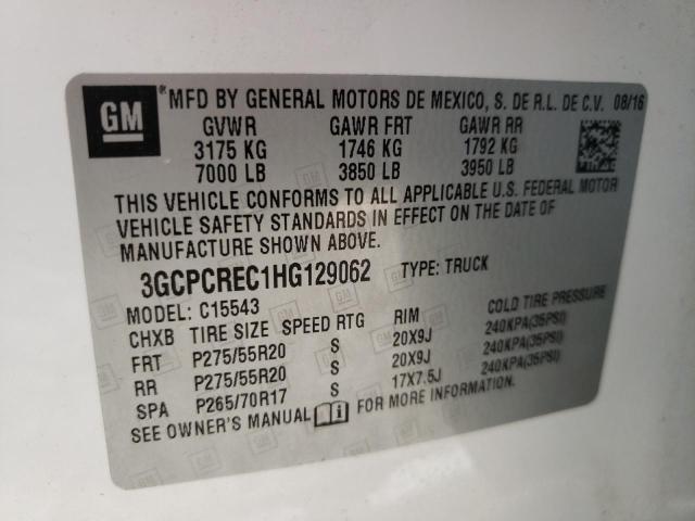 Photo 10 from auction – 2017 CHEVROLET SILVERADO with VIN 3GCPCREC1HG129062