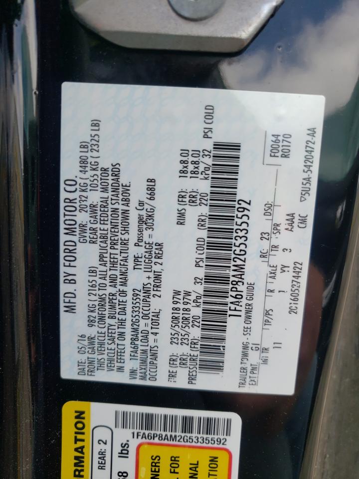 Photo 10 from auction – 2016 FORD MUSTANG with VIN 1FA6P8AM2G5335592