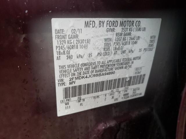 Photo 10 from auction – 2011 FORD EDGE SEL with VIN 2FMDK4JC9BBA94890