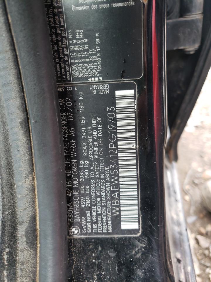 Photo 10 from auction – 2002 BMW 330 XI with VIN WBAEW53412PG19703