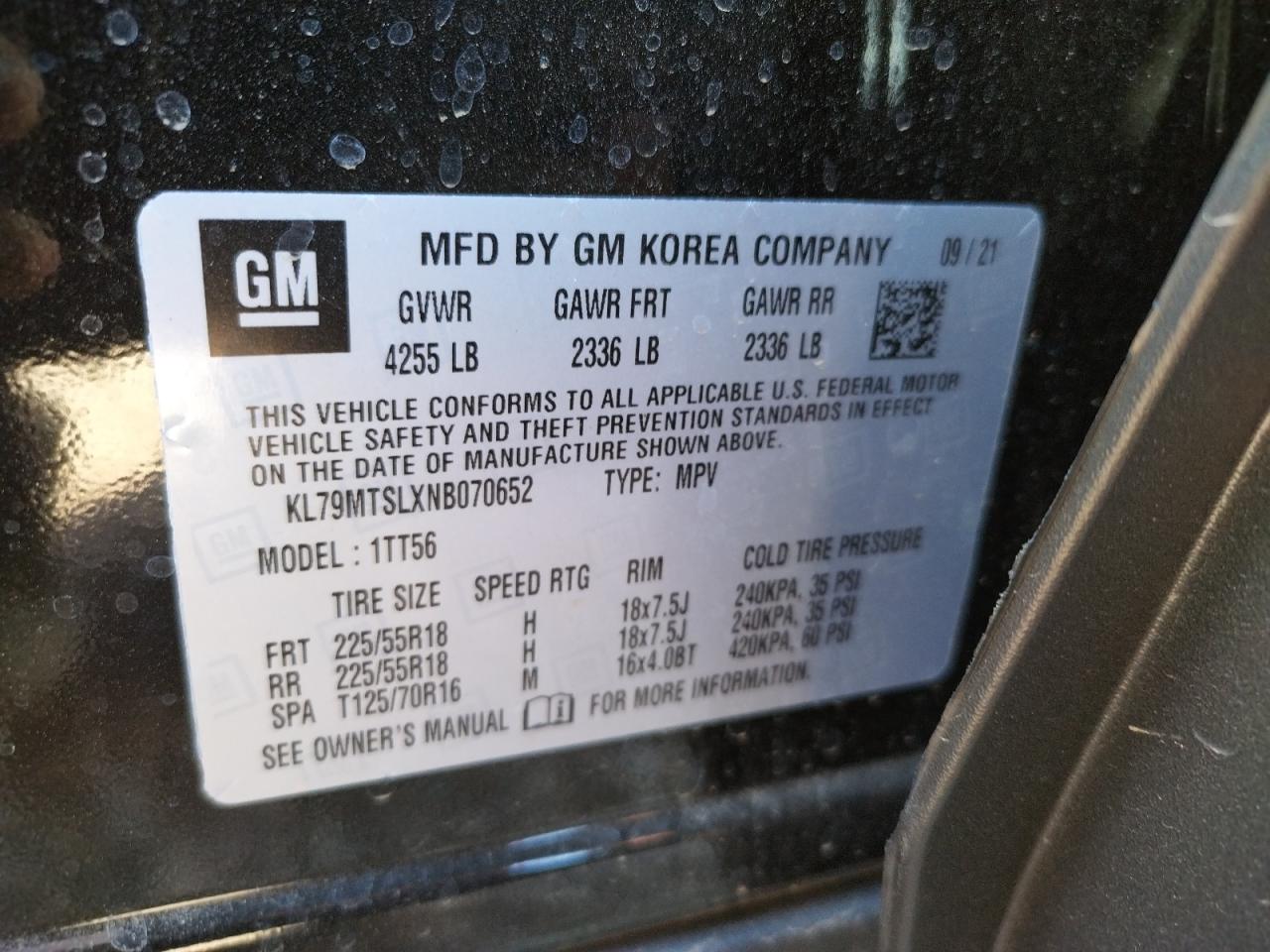 Photo 10 from auction – 2022 CHEVROLET TRAILBLAZE with VIN KL79MTSLXNB070652