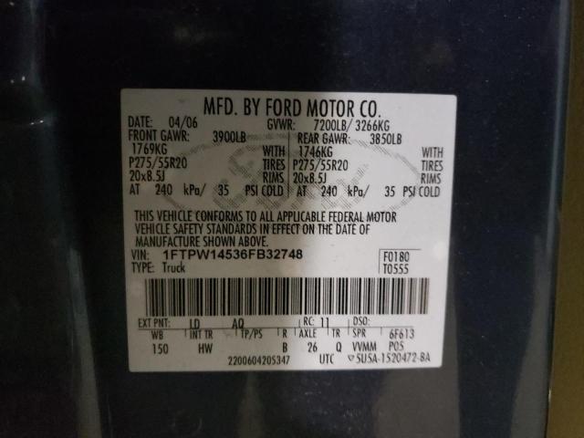 Photo 10 from auction – 2006 FORD F150 SUPER with VIN 1FTPW14536FB32748
