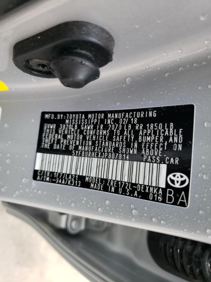 Photo 10 from auction – 2018 TOYOTA COROLLA L with VIN 5YFBURHEXJP807814