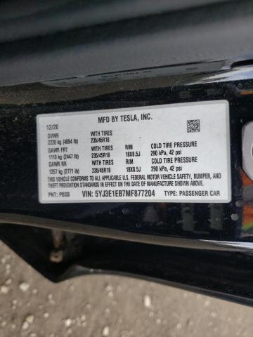 Photo 10 from auction – 2021 TESLA MODEL 3 with VIN 5YJ3E1EB7MF877204