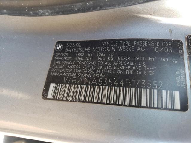 Foto 10 de la subasta – 2004 BMW 525 con VIN WBANA53544B173552