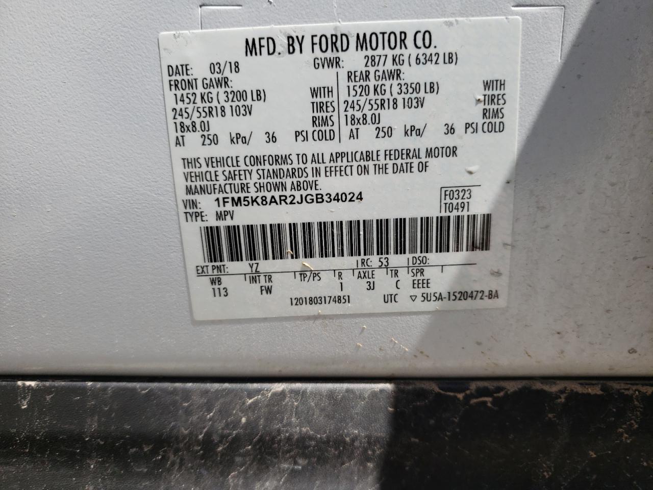 Photo 10 from auction – 2018 FORD EXPLORER P with VIN 1FM5K8AR2JGB34024