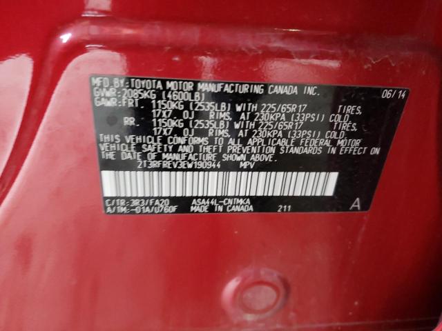 Photo 10 from auction – 2014 TOYOTA RAV4 XLE with VIN 2T3RFREV3EW190944