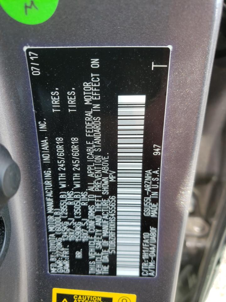 Photo 10 from auction – 2017 TOYOTA HIGHLANDER with VIN 5TDBZRFHXHS455656