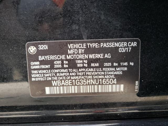 Photo 10 from auction – 2017 BMW 320 I with VIN WBA8E1G35HNU16504