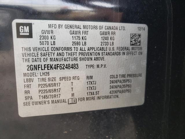 Photo 10 from auction – 2015 CHEVROLET EQUINOX LT with VIN 2GNFLFEK4F6248483