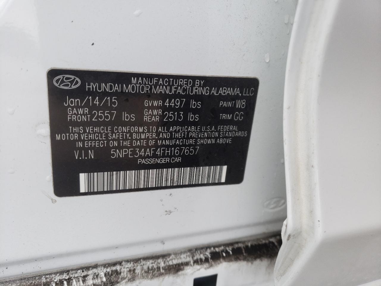 Photo 10 from auction – 2015 HYUNDAI SONATA SPO with VIN 5NPE34AF4FH167657