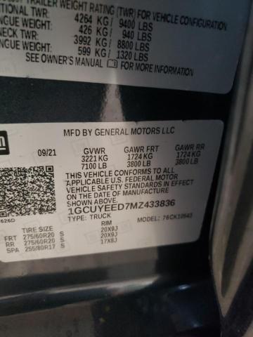 Photo 10 from auction – 2021 CHEVROLET SILVERADO with VIN 1GCUYEED7MZ433836