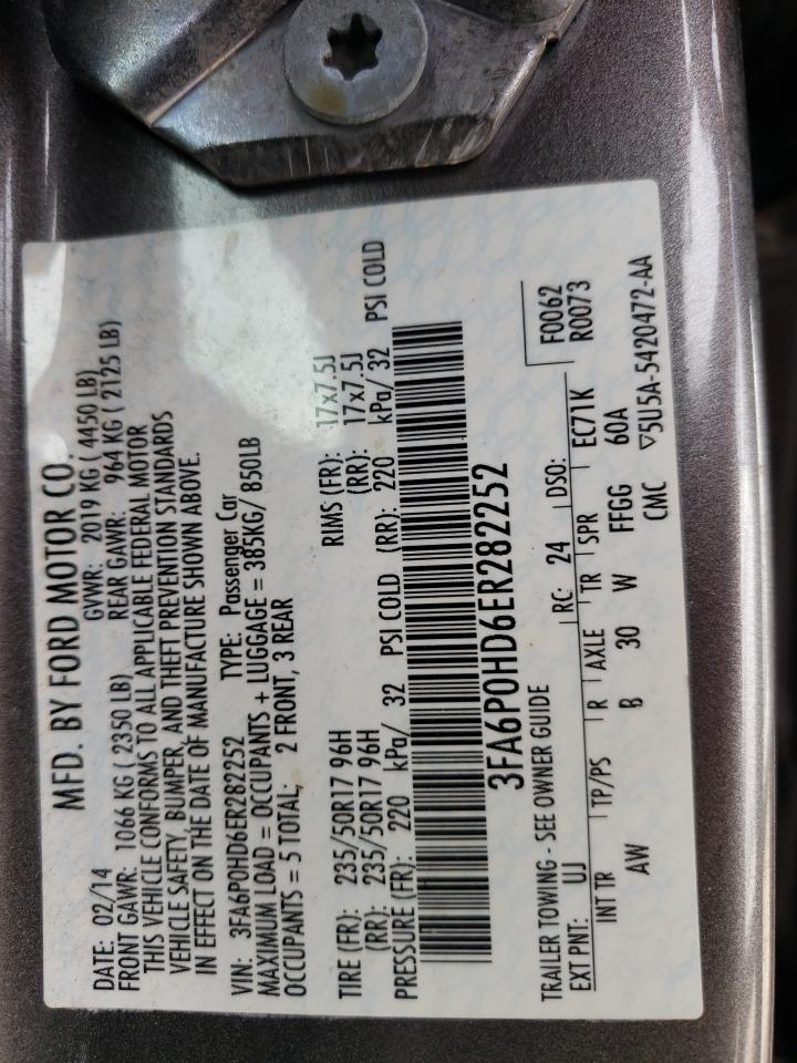 Photo 10 from auction – 2014 FORD FUSION SE with VIN 3FA6P0HD6ER282252