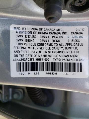Photo 10 from auction – 2017 HONDA CIVIC LX with VIN 2HGFC2F51HH511600