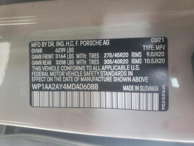 Photo 10 from auction – 2021 PORSCHE CAYENNE with VIN WP1AA2AY4MDA06088
