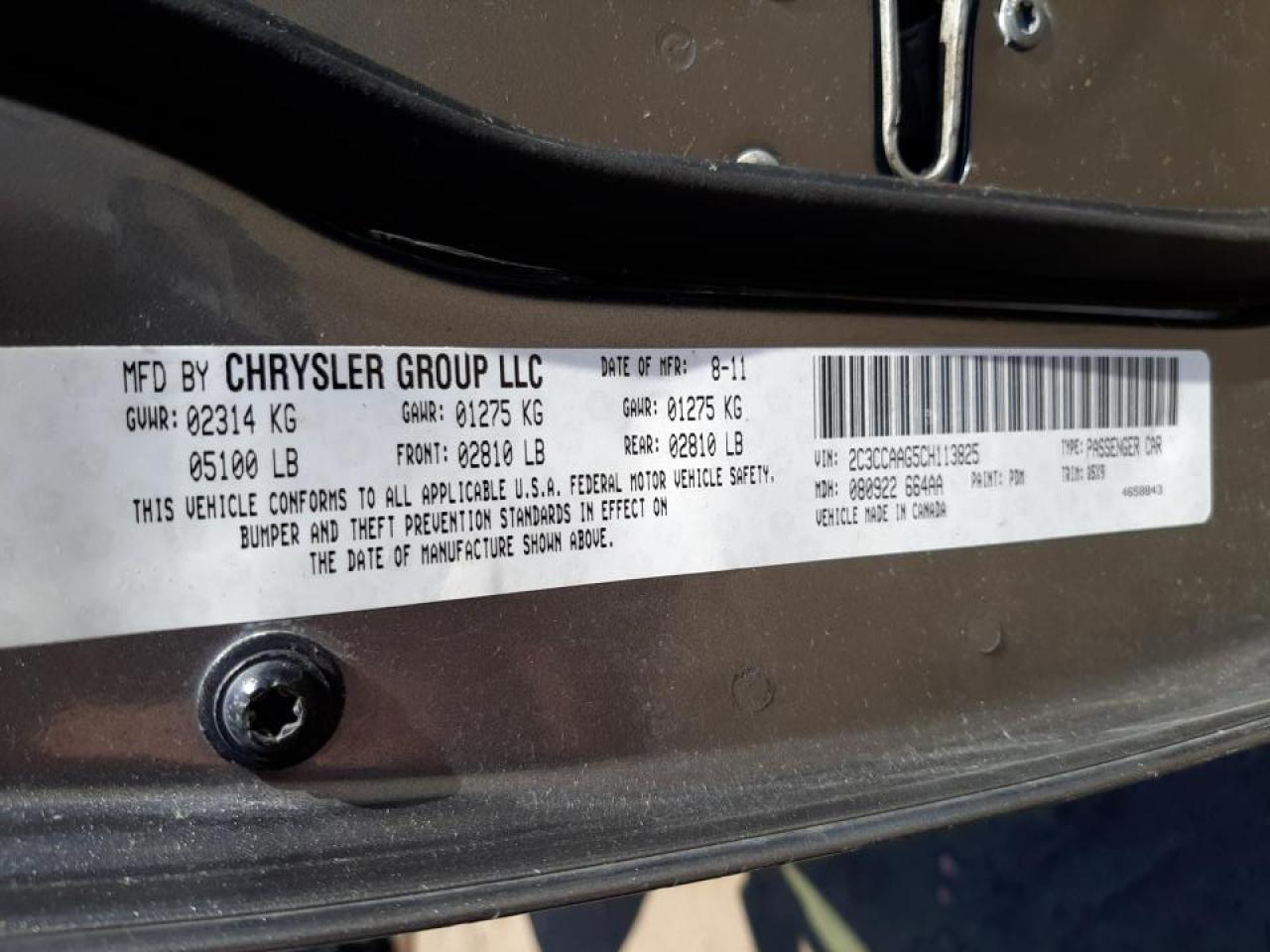 Photo 10 from auction – 2012 CHRYSLER 300 with VIN 2C3CCAAG5CH113825