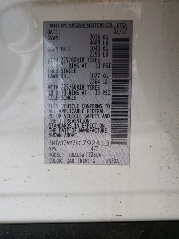 Photo 10 from auction – 2017 NISSAN ROGUE S with VIN 5N1AT2MT2HC792413