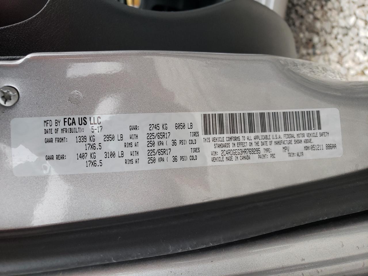 صورة رقم 10 من المزاد - 2017 DODGE GRAND CARA مع VIN 2C4RDGEG3HR769295
