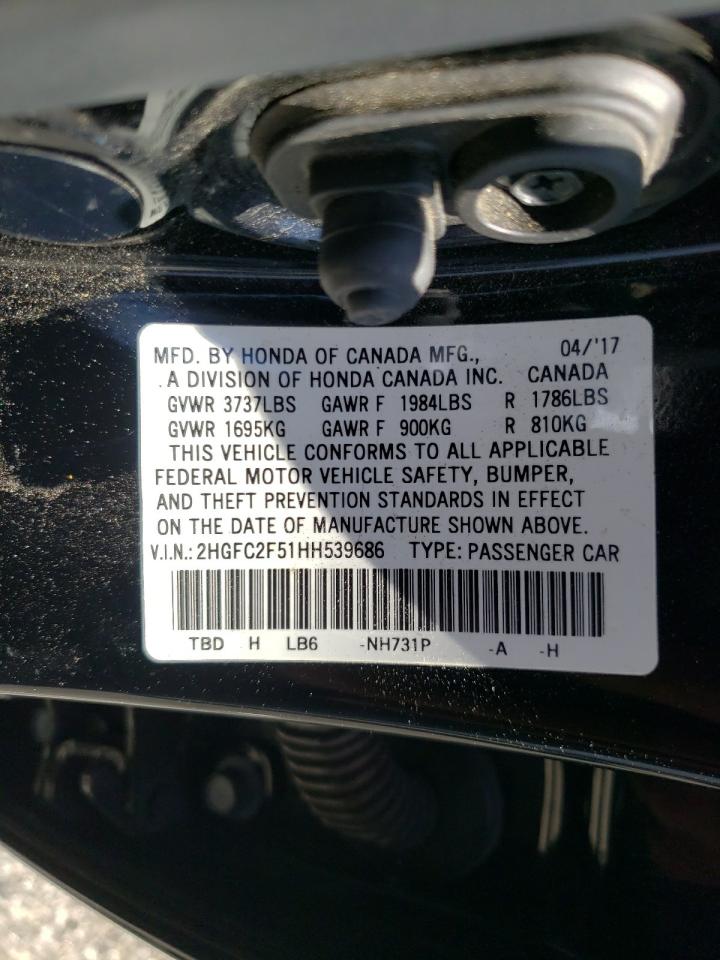 Photo 10 from auction – 2017 HONDA CIVIC LX with VIN 2HGFC2F51HH539686