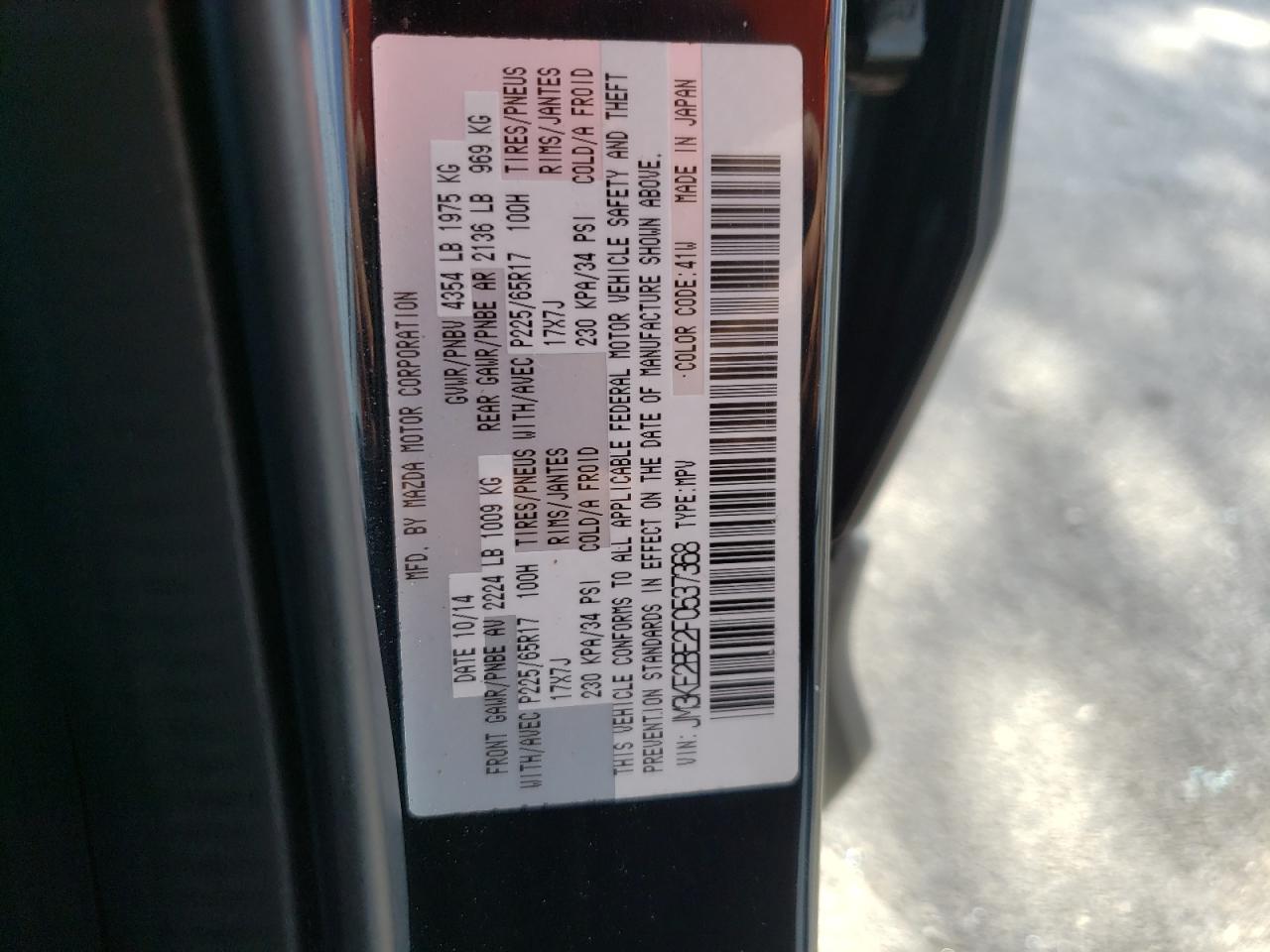 Photo 10 from auction – 2015 MAZDA CX-5 SPORT with VIN JM3KE2BE2F0537368