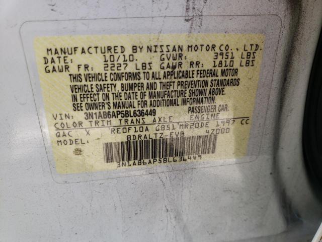 Photo 10 from auction – 2011 NISSAN SENTRA 2.0 with VIN 3N1AB6AP5BL636449