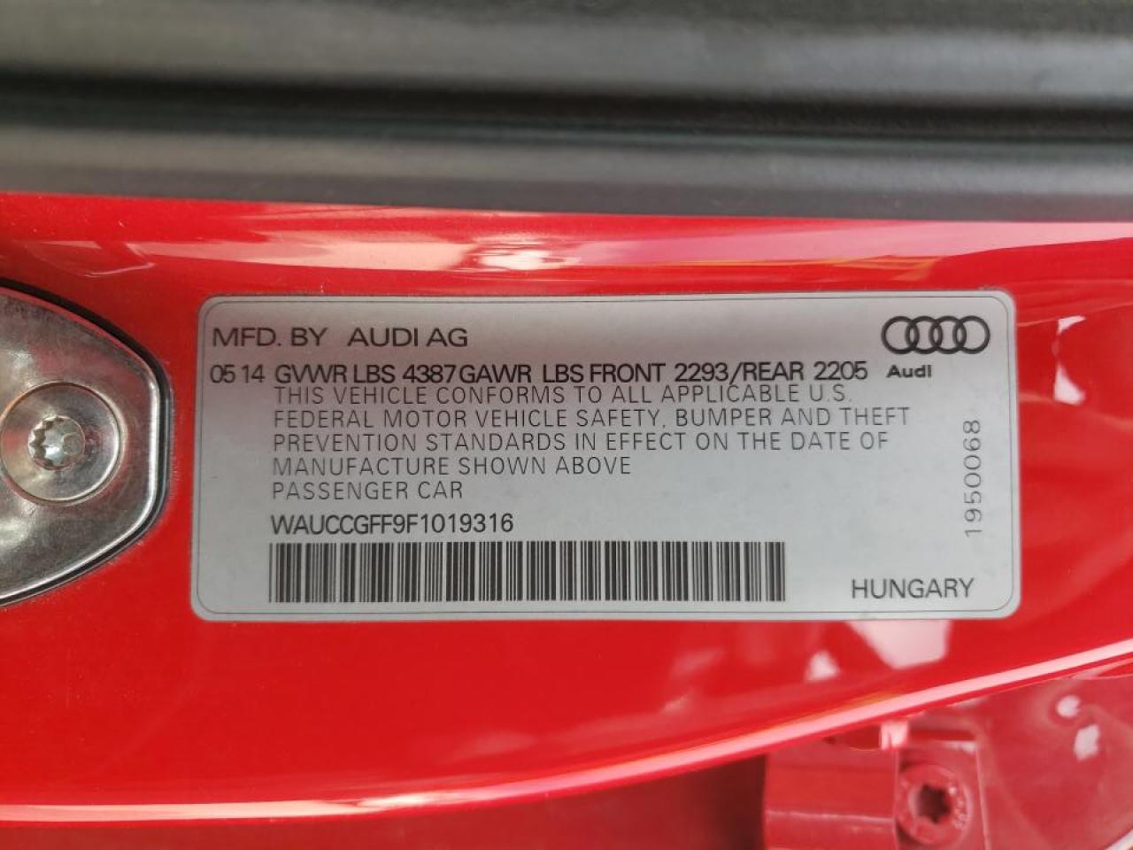 Photo 10 from auction – 2015 AUDI A3 PREMIUM with VIN WAUCCGFF9F1019316