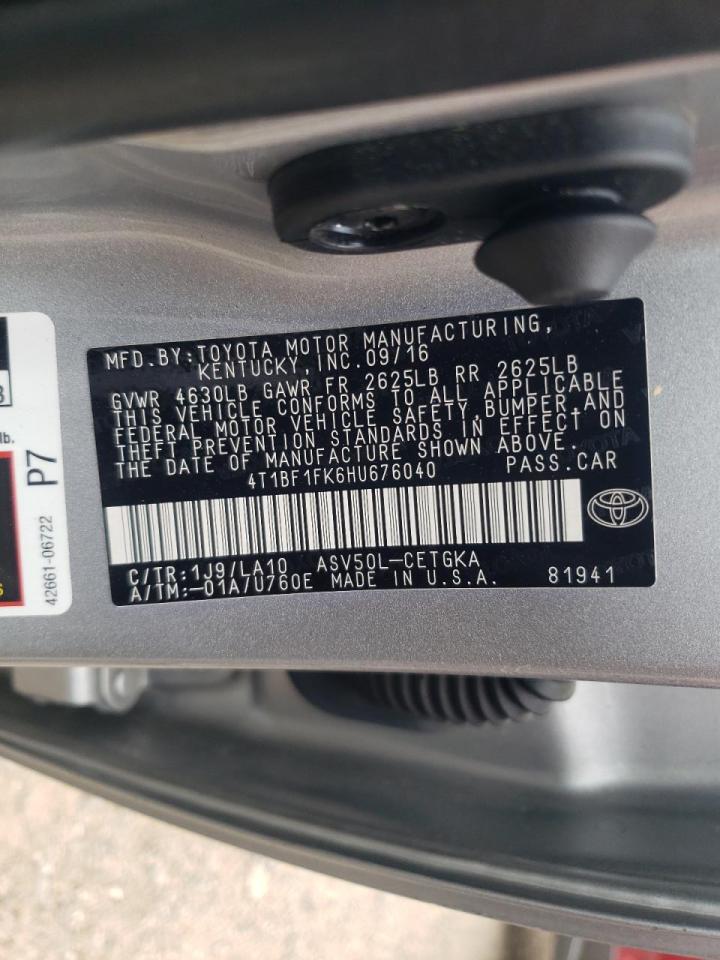 Photo 10 from auction – 2017 TOYOTA CAMRY LE with VIN 4T1BF1FK6HU676040