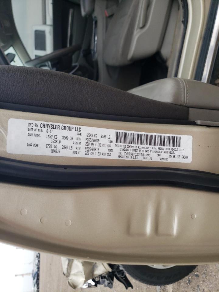 Photo 10 from auction – 2012 DODGE DURANGO SX with VIN 1C4RDHAG7CC121648
