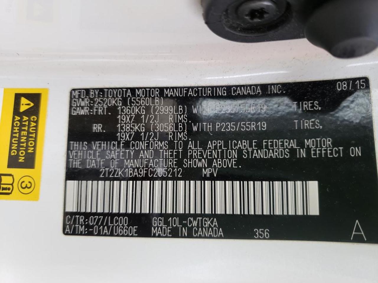 Photo 10 from auction – 2015 LEXUS RX 350 with VIN 2T2ZK1BA9FC205212
