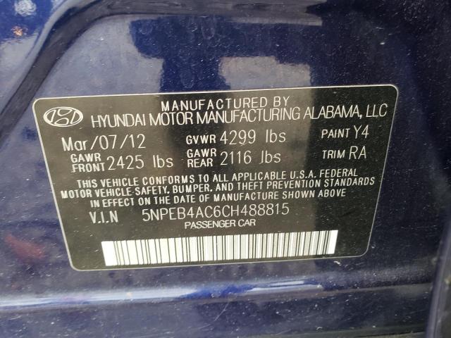 Photo 10 from auction – 2012 HYUNDAI SONATA GLS with VIN 5NPEB4AC6CH488815