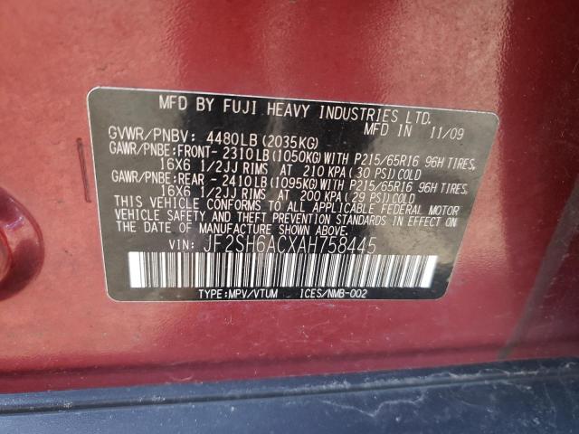 Photo 10 from auction – 2010 SUBARU FORESTER 2 with VIN JF2SH6ACXAH758445