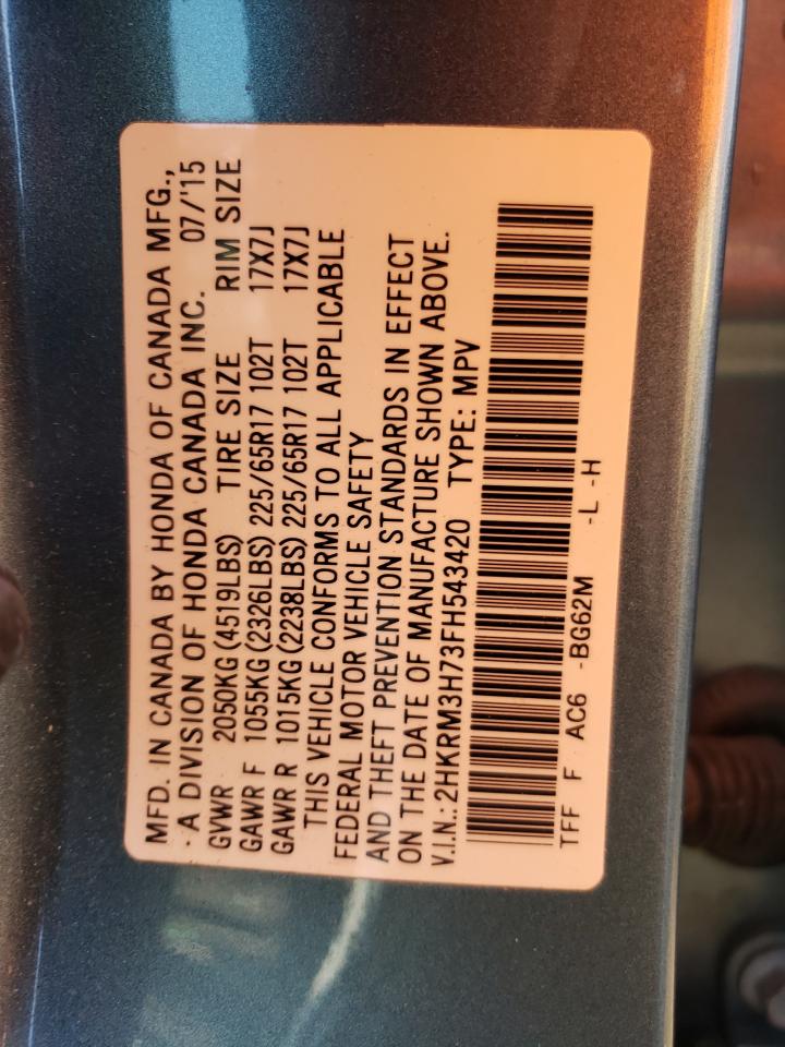 Photo 10 from auction – 2015 HONDA CR-V EXL with VIN 2HKRM3H73FH543420