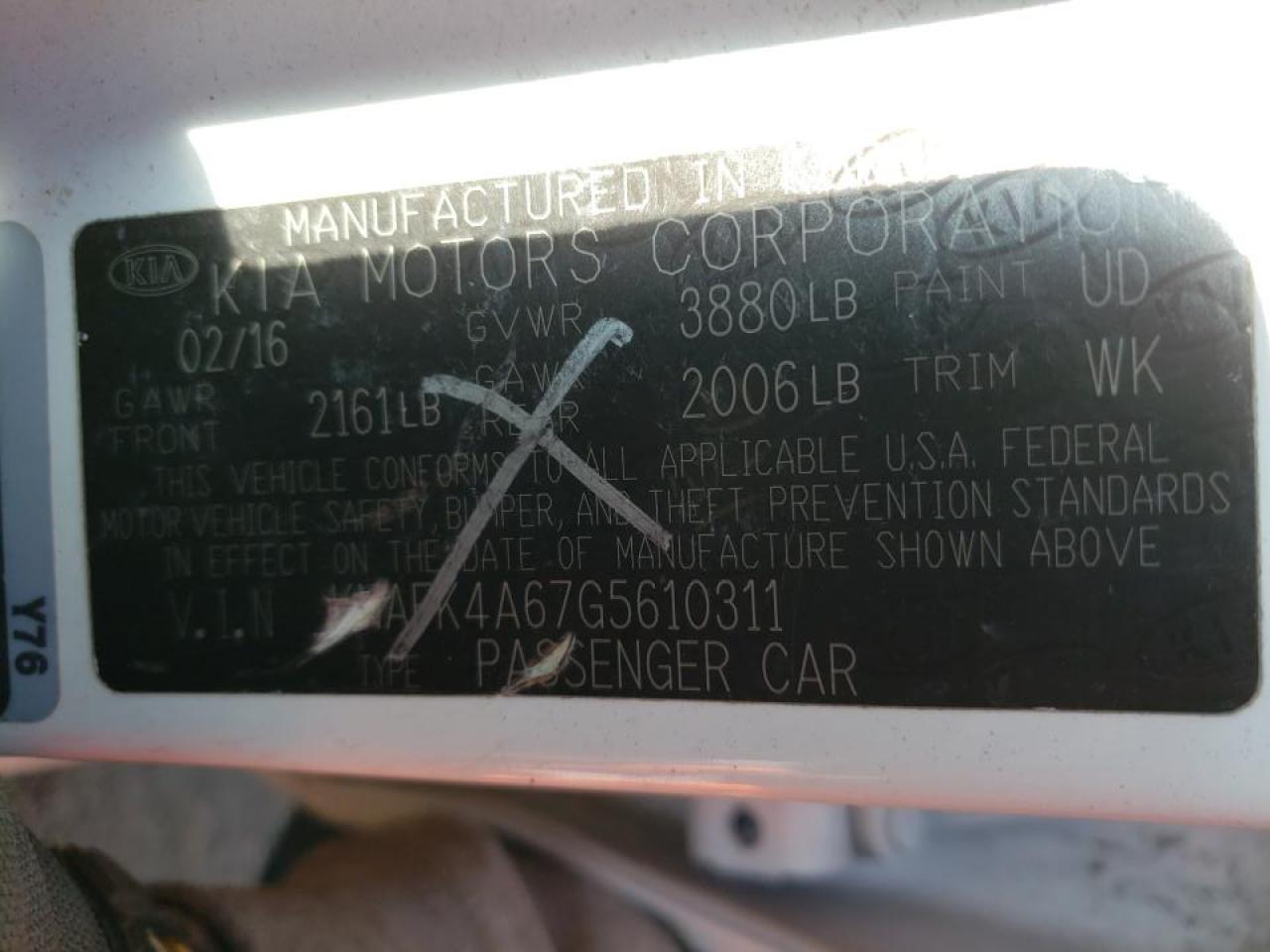Photo 10 from auction – 2016 KIA FORTE LX with VIN KNAFK4A67G5610311