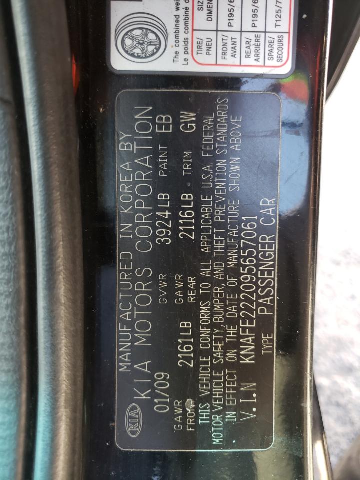 Photo 10 from auction – 2009 KIA SPECTRA EX with VIN KNAFE222095657061
