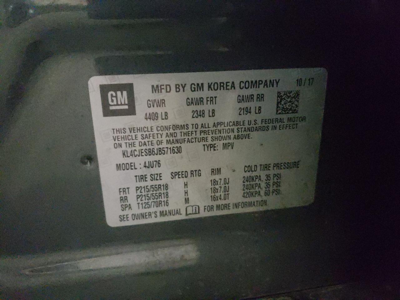 Photo 10 from auction – 2018 BUICK ENCORE PRE with VIN KL4CJESB6JB571630