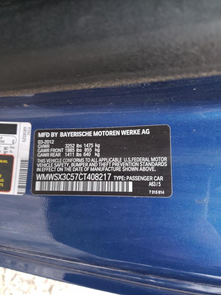Photo 10 from auction – 2012 MINI COOPER COU with VIN WMWSX3C57CT408217