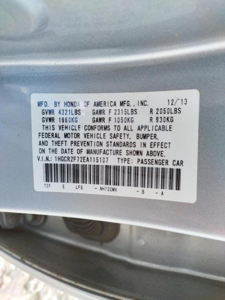 Photo 10 from auction – 2014 HONDA ACCORD EX with VIN 1HGCR2F72EA115107