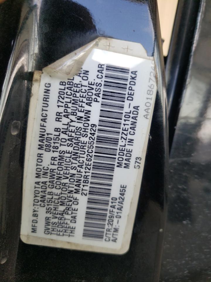 Photo 10 from auction – 2002 TOYOTA COROLLA CE with VIN 2T1BR12E62C552429