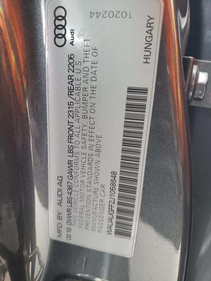 Photo 10 from auction – 2018 AUDI A3 with VIN WAUAUGFF2J1058648