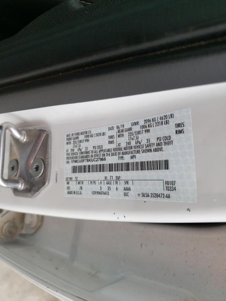 Photo 10 from auction – 2019 FORD ESCAPE S with VIN 1FMCU0F78KUC27966