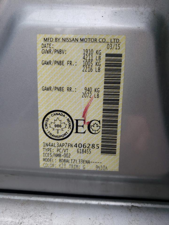 Photo 10 from auction – 2015 NISSAN ALTIMA 2.5 with VIN 1N4AL3AP7FN406285